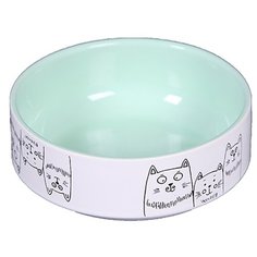 Миска Joy 3 кота керамическая для кошек 380 мл зеленый J.O.Y.