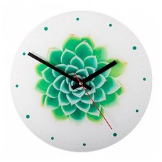 Часы настенные кварцевые Дубравия Кактус белый/зеленый