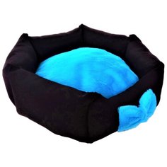 Лежак для собак и кошек LOORI шестиугольник Magic 52х50х15 см черный/голубой