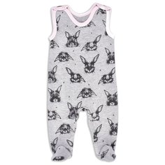 Ползунки Веселый Малыш размер 62, серый меланж/черный