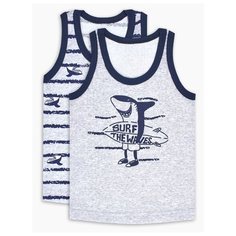 Майка Веселый Малыш 2 шт., размер 104, серый меланж/синий