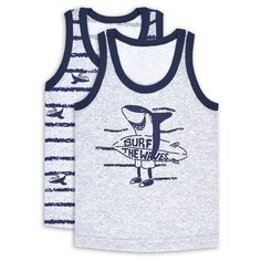 Майка Веселый Малыш размер 92, серый меланж/синий