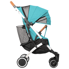 Прогулочная коляска Yoya Plus 4 (сумка-чехол, подстак., дожд., москит., бампер, чехлы на ручки и бампер из экокожи, коврик, накидка на ножки, крючок для сумок) бирюзовый/белая рама, цвет шасси: белый
