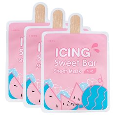 APIEU тканевая маска Icing Sweet Bar Watermelon увлажняющая с экстрактом арбуза, 21 мл, 3 шт.