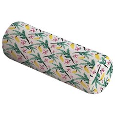 Подушка декоративная JoyArty Пальмовые цветы, 45 х 16 см (pcu_71180) белый/желтый/зеленый