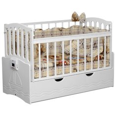 Кроватка Daka Baby Укачай-ка 3 (классическая), поперечный маятник белый