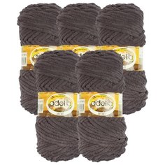 Пряжа Adelia Mimi, 100 % полиэстер, 100 г, 80 м, 5 шт., №13 т.серый