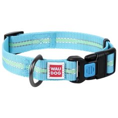 Ошейник WAU DOG Nylon светонакопительный (25 мм) 31-49 см голубой