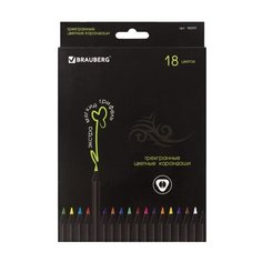 BRAUBERG Карандаши цветные Black Jack 18 цветов (180597)