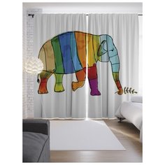 Портьеры JoyArty Радужный слон на ленте 265 см (p-15372)