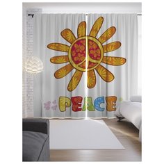 Портьеры JoyArty Мирное солнце хиппи на ленте 265 см (p-14927)