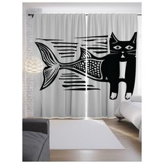 Портьеры JoyArty Кот русалка на ленте 265 см (p-12842)