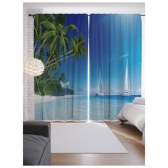 Портьеры JoyArty Белые парусники на ленте 265 см (p-11686)