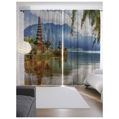 Портьеры JoyArty Деревушка у реки на ленте 265 см (p-12249)