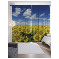 Портьеры JoyArty Подсолнухи под небом на ленте 265 см (p-14831)