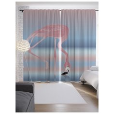 Портьеры JoyArty Фламинго на водопое на ленте 265 см (p-14675)