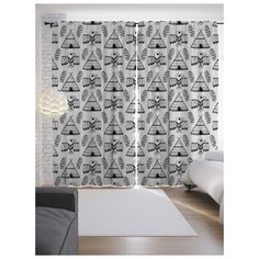 Портьеры JoyArty Поселение с вигвамами на ленте 265 см (p-13950)