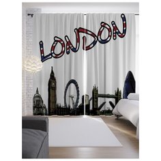 Портьеры JoyArty Лондонские ассоциации на ленте 265 см (p-14657)