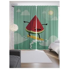 Портьеры JoyArty Арбуз на серфе на ленте 265 см (p-15651)