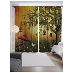 Портьеры JoyArty Лесной сад с фонарями на ленте 265 см (p-14943)
