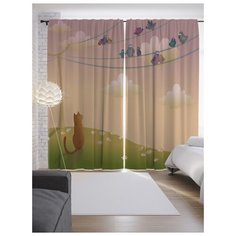 Портьеры JoyArty Напуганные птицы на ленте 265 см (p-14269)