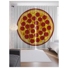 Портьеры JoyArty Пицца на ленте 265 см (p-141829)