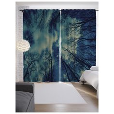 Портьеры JoyArty Зимнее небо в лесу на ленте 265 см (p-14908)