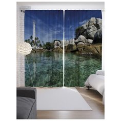 Портьеры JoyArty Маяк у прозрачной воды на ленте 265 см (p-12357)