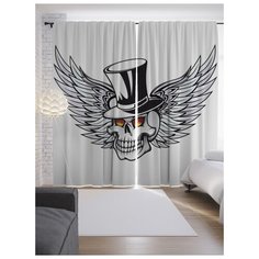 Портьеры JoyArty Череп с крыльями на ленте 265 см (p-14518)