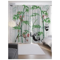 Портьеры JoyArty Панды в родной стихии на ленте 265 см (p-15759)
