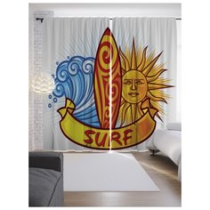 Портьеры JoyArty Солнечный серф на ленте 265 см (p-15638)