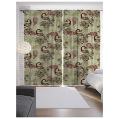 Портьеры JoyArty Обычаи павлинов на ленте 265 см (p-12579)