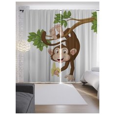 Портьеры JoyArty Смешная обезьяна на ленте 265 см (p-13699)
