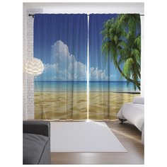 Портьеры JoyArty Тропический песок на ленте 265 см (p-13793)