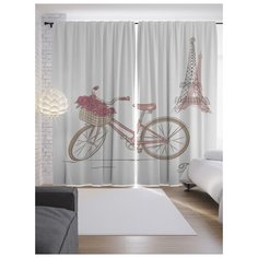 Портьеры JoyArty Цветочный велосипед в Париже на ленте 265 см (p-13179)
