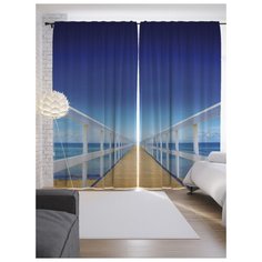 Портьеры JoyArty Деревянный мост на пляже на ленте 265 см (p-13848)