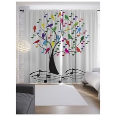 Портьеры JoyArty Нотные ветки на ленте 265 см (p-12699)