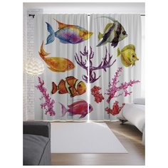Портьеры JoyArty Рыбы в кораллах на ленте 265 см (p-14607)