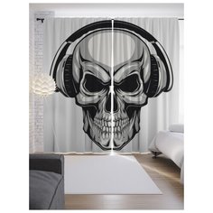 Портьеры JoyArty Череп в наушниках на ленте 265 см (p-14515)
