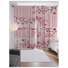 Портьеры JoyArty Полосы с ветками на ленте 265 см (p-12204)