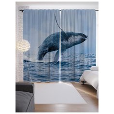 Портьеры JoyArty Прыжок кита на ленте 265 см (p-11895)