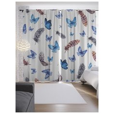 Портьеры JoyArty Бабочки и перья на ленте 265 см (p-13617)