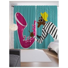 Портьеры JoyArty Креативный саксофонист на ленте 265 см (p-14228)