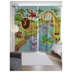 Портьеры JoyArty Веселый водопой на ленте 265 см (p-1226)