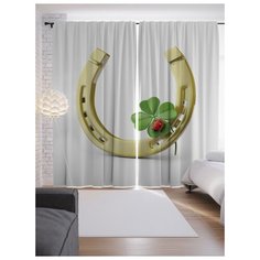 Портьеры JoyArty Золотая подкова с клевером на ленте 265 см (p-12067)