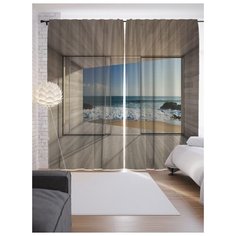 Портьеры JoyArty Море за стеклом на ленте 265 см (p-11838)
