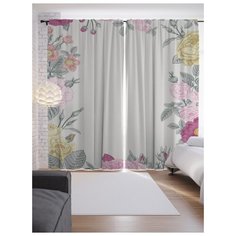 Портьеры JoyArty Цветочная рама на ленте 265 см (p-35880)