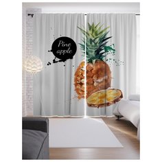 Портьеры JoyArty Ананас акварелью на ленте 265 см (p-62304)