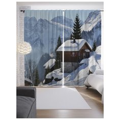 Портьеры JoyArty Дома на снежной горе на ленте 265 см (p-20640)