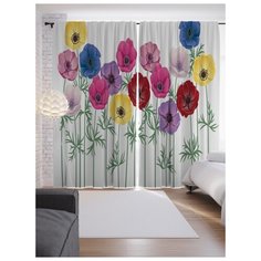 Портьеры JoyArty Разноцветные цветы на ленте 265 см (p-39636)